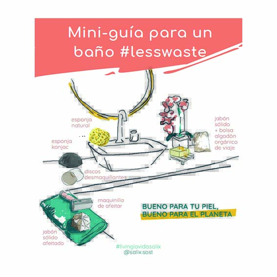 Mini-guía descargable para un baño #lesswaste de Salix Sostenible